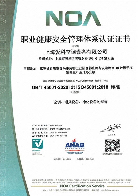职业健康安全管理体系认证